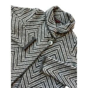 Betty Betty Firenze Women's L Gray White Chevron‎ Knit Cardigan Sweater Italy